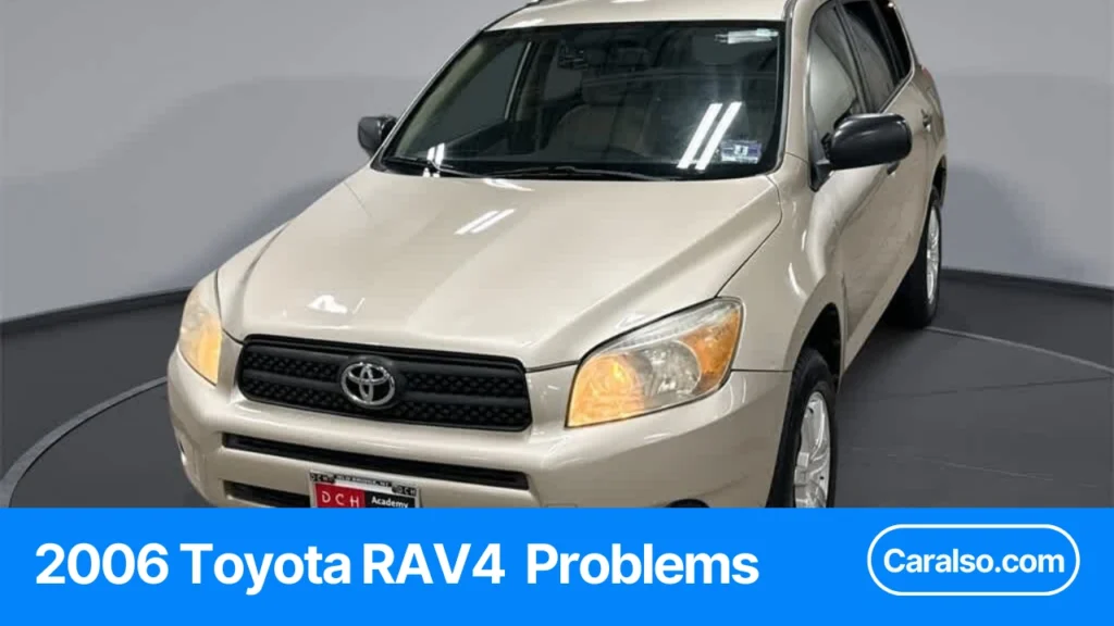 A quick summary table of 2006 Toyota RAV4 problems showing oil consumption limits, AWD rear growl checks, and key safety recalls to verify.