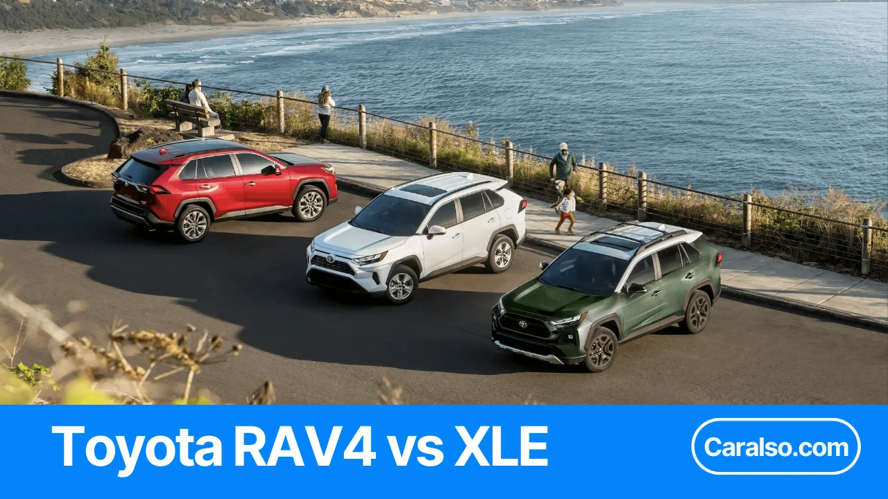 Photo comparing a Toyota RAV4 Limited and XLE side by side for a rav4 limited vs xle trim comparison.