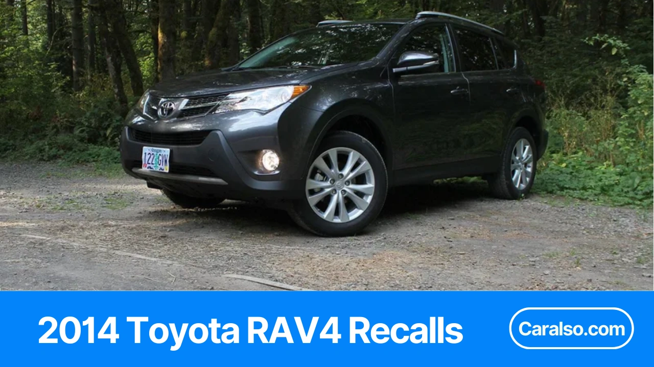 Summary table showing 2014 Toyota RAV4 recalls with recall IDs, risks, and a 60-second VIN check checklist.