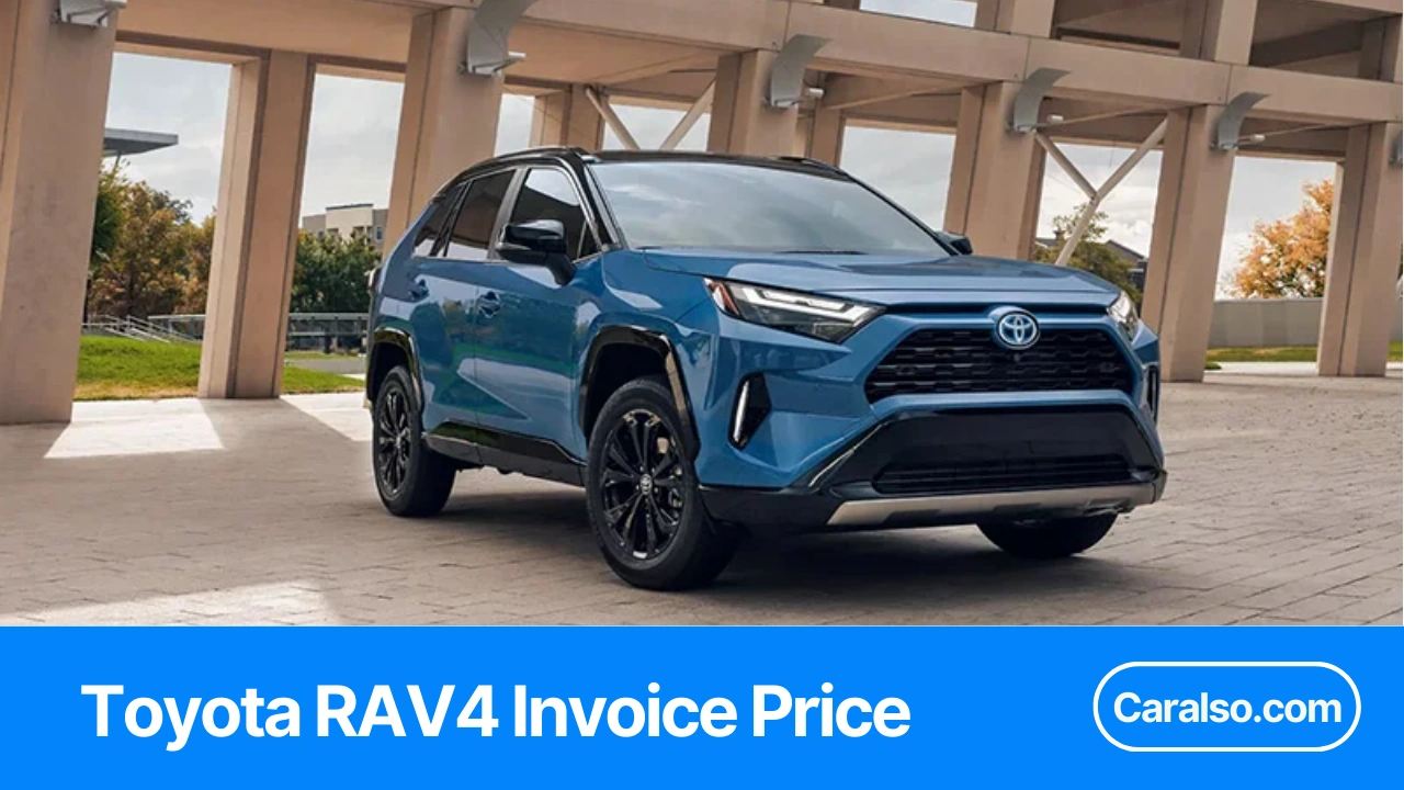 Summary table showing Toyota RAV4 invoice price by trim for 2026–2024 with MSRP and destination included.