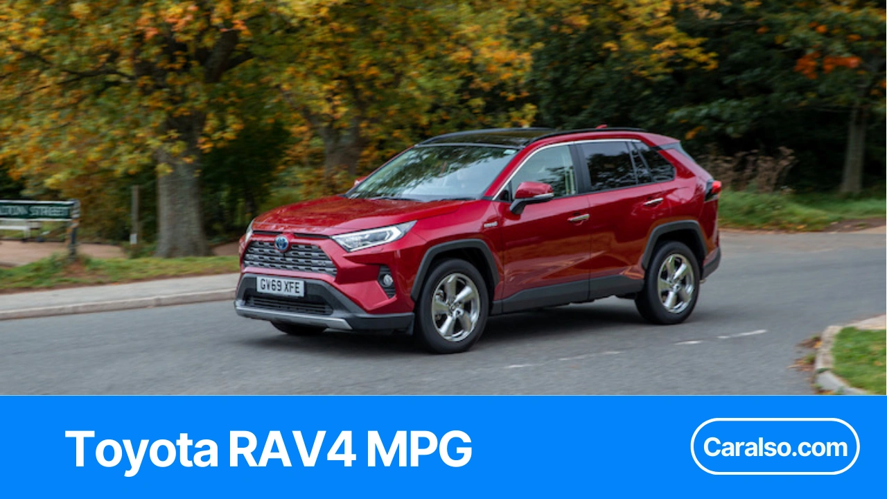 A quick summary chart showing Toyota RAV4 MPG for gas, hybrid, and Prime models by year and trim.