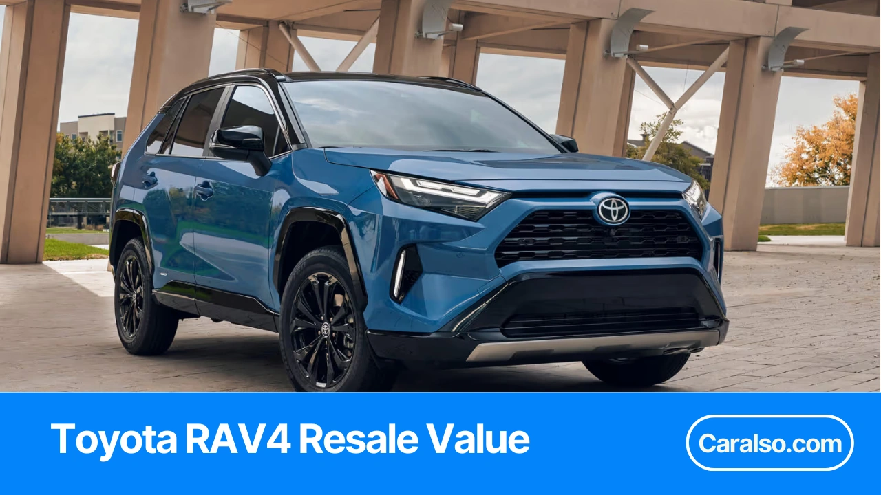 A summary table showing Toyota RAV4 resale value retention at 3, 5, 7, and 10 years with trade-in vs private sale context.